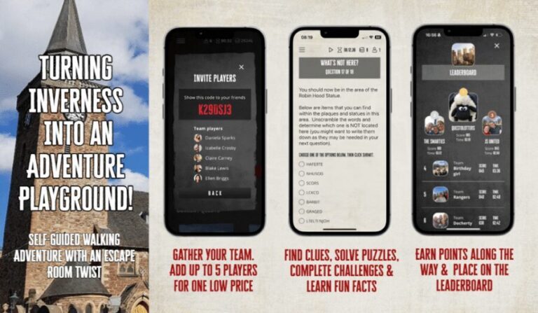 Inverness: City Walking Tour & Exploration Game - How the app game works on Inverness streets