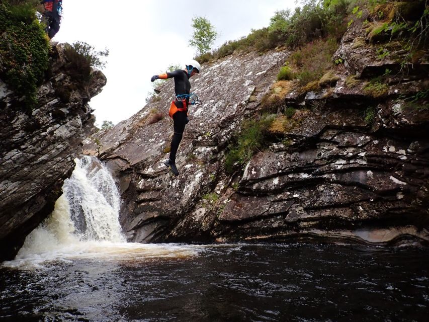 Roybridge, Lochaber: CANYONING - Laggan Canyon - The double waterfall abseil: the moment people remember